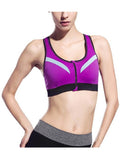 Zipper Front Padded Push Up Wirefree Sports Bra