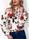 Floral Print Cold Shoulder Blouse