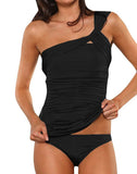 One shoulder tankini swimsuit