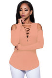 Long Sleeve Cut-out Shoulder Ribbed Top