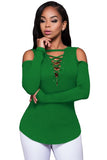 Long Sleeve Cut-out Shoulder Ribbed Top