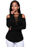 Long Sleeve Cut-out Shoulder Ribbed Top