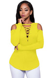 Long Sleeve Cut-out Shoulder Ribbed Top