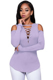 Long Sleeve Cut-out Shoulder Ribbed Top