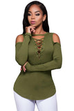 Long Sleeve Cut-out Shoulder Ribbed Top