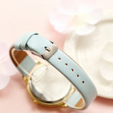 Leather Strap Rose Gold Women Watch