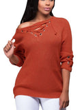 Crisscross Knitted Long Sleeve Sweater