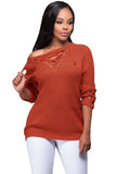 Crisscross Knitted Long Sleeve Sweater