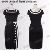 Square Neck Sleeveless Button Formal  Dress