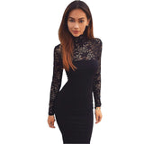 Turtleneck Long Sleeve Lace Midi Dress