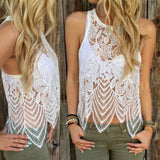 Floral Lace Crochet Tank Top Blouse