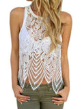 Floral Lace Crochet Tank Top Blouse