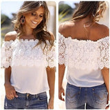 Off Shoulder Blouse Lace  Crochet Shirt