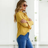 Long Flare Sleeve Ruffles Blouse