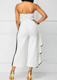 Strapless White Overlay Jumpsuit with Trim