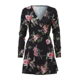 Casual Long Sleeve Floral Party Mini Dress