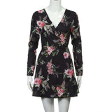 Casual Long Sleeve Floral Party Mini Dress