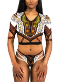 African print sleeve Two-piece Bikini Swimsuit