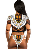 African print sleeve Two-piece Bikini Swimsuit