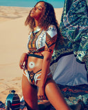 African print sleeve Two-piece Bikini Swimsuit