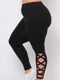 Solid Criss-Cross Hollow Out legging