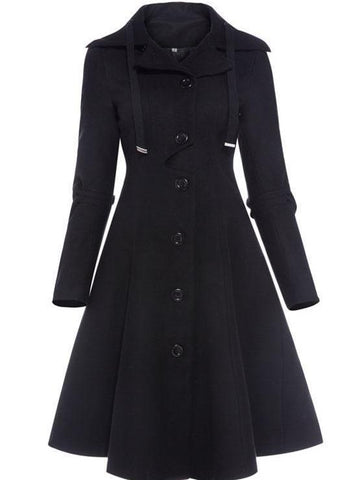 Black vintage gothic a line overcoat