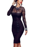 Floral Lace Bodycon Midi Dress