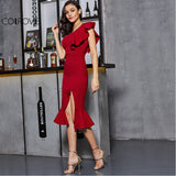 Elegant Empire Slit Fishtail Club Dress