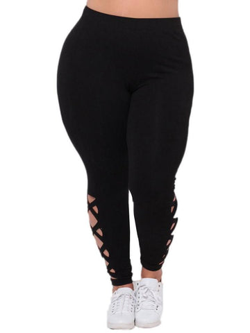 Solid Criss-Cross Hollow Out legging
