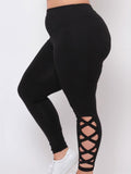 Solid Criss-Cross Hollow Out legging