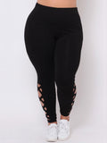 Solid Criss-Cross Hollow Out legging