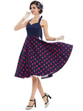 Polka Dots V-Neck Backless Expansion Day Dress