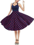 Polka Dots V-Neck Backless Expansion Day Dress