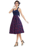 Polka Dots V-Neck Backless Expansion Day Dress