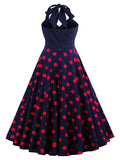 Polka Dots V-Neck Backless Expansion Day Dress