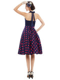 Polka Dots V-Neck Backless Expansion Day Dress