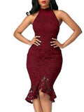 Sleeveless Lace Fishtail Women's Bodycon Dress