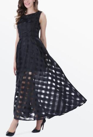 Black Organza Sleeveless Maxi Dress