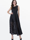 Black Organza Sleeveless Maxi Dress