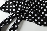 Lantern Sleeve Polka Dots Chiffon Blouses