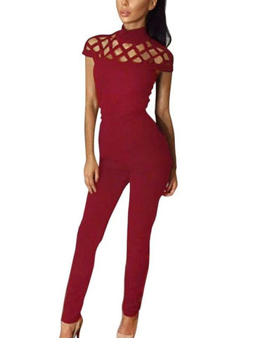 Womens Sexy Hollow Slim Jumpsuit