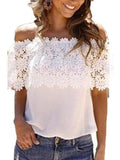 Off Shoulder Blouse Lace  Crochet Shirt