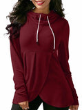 Asymmetric Hem Wrap Hoodie Sweatshirt