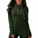 Asymmetric Hem Wrap Hoodie Sweatshirt