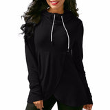 Asymmetric Hem Wrap Hoodie Sweatshirt