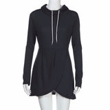 Asymmetric Hem Wrap Hoodie Sweatshirt