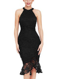 Sleeveless Lace Fishtail Bodycon Dress