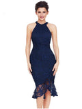 Sleeveless Lace Fishtail Bodycon Dress