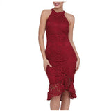 Sleeveless Lace Fishtail Bodycon Dress