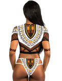 African print sleeve Two-piece Bikini Swimsuit